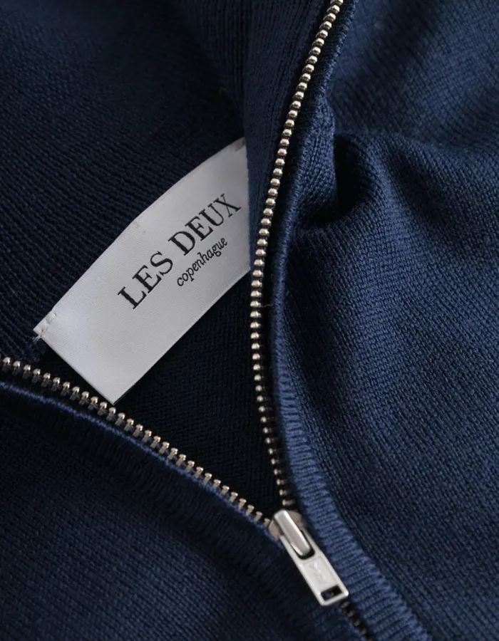 Men Les Deux Knitwear Greyson HalfZip Merino Knit 8211 Dark Navy