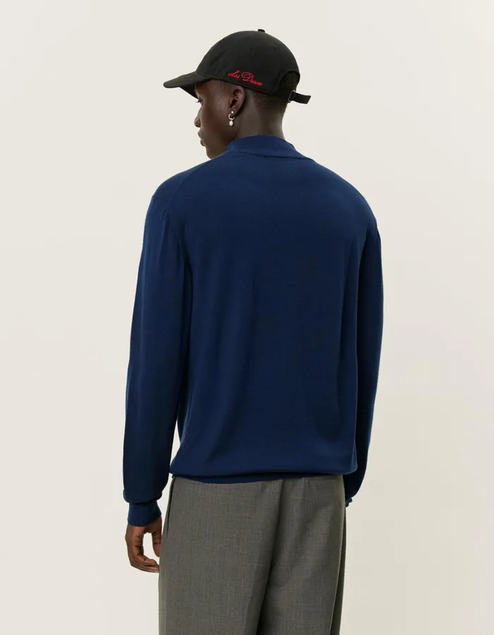 Men Les Deux Knitwear Greyson HalfZip Merino Knit 8211 Dark Navy