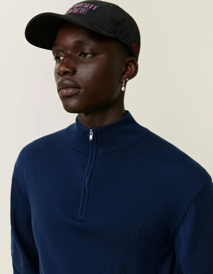 Men Les Deux Knitwear Greyson HalfZip Merino Knit 8211 Dark Navy