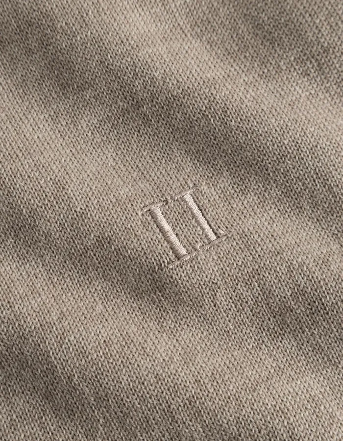 Men Les Deux Knitwear Greyson HalfZip Merino Knit 8211 Dark Sand Melange