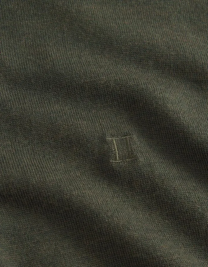 Men Les Deux Knitwear Greyson HalfZip Merino Knit 8211 Forest Green Melange