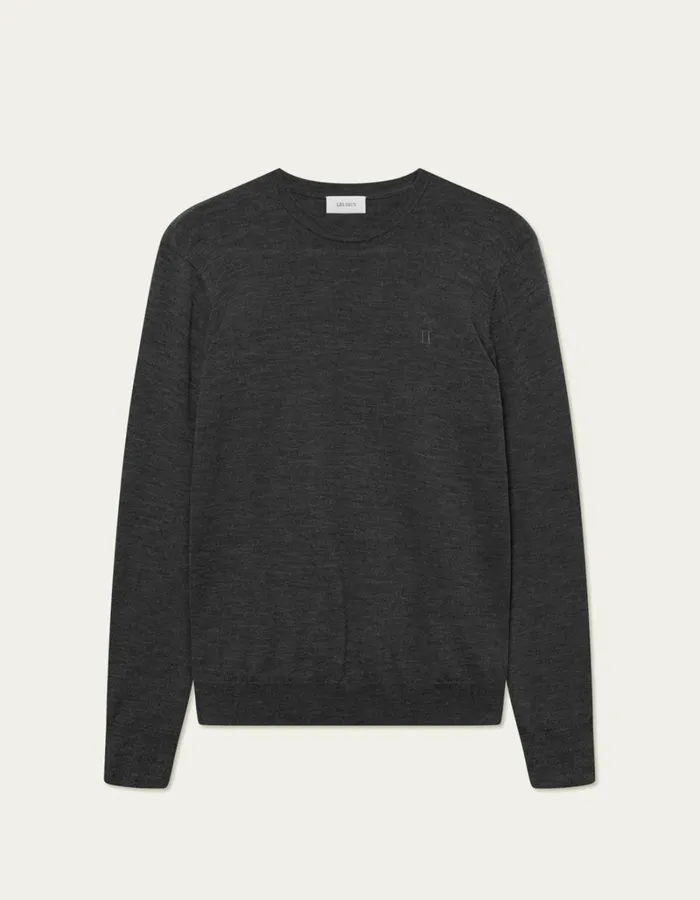 Men Les Deux Knitwear Greyson Merino Knit 8211 Dark Grey Melange