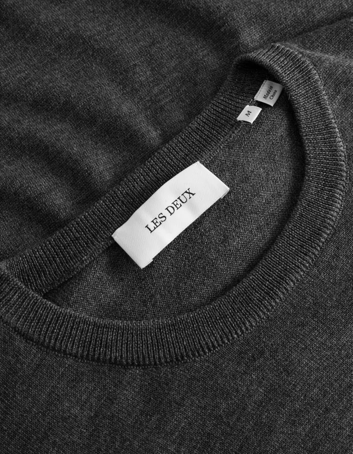 Men Les Deux Knitwear Greyson Merino Knit 8211 Dark Grey Melange