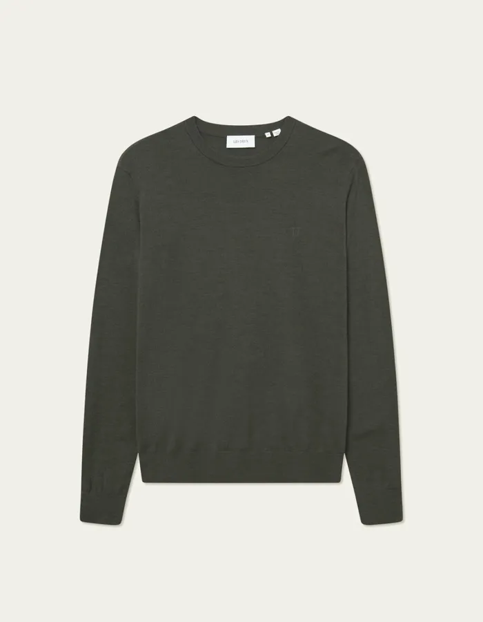 Men Les Deux Knitwear Greyson Merino Knit 8211 Forest Green Melange