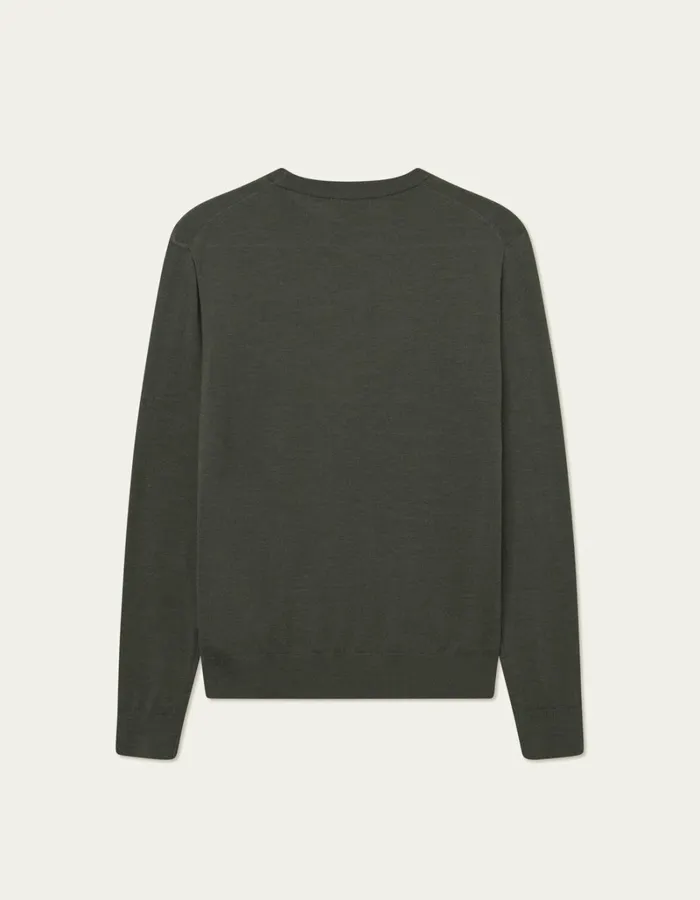 Men Les Deux Knitwear Greyson Merino Knit 8211 Forest Green Melange