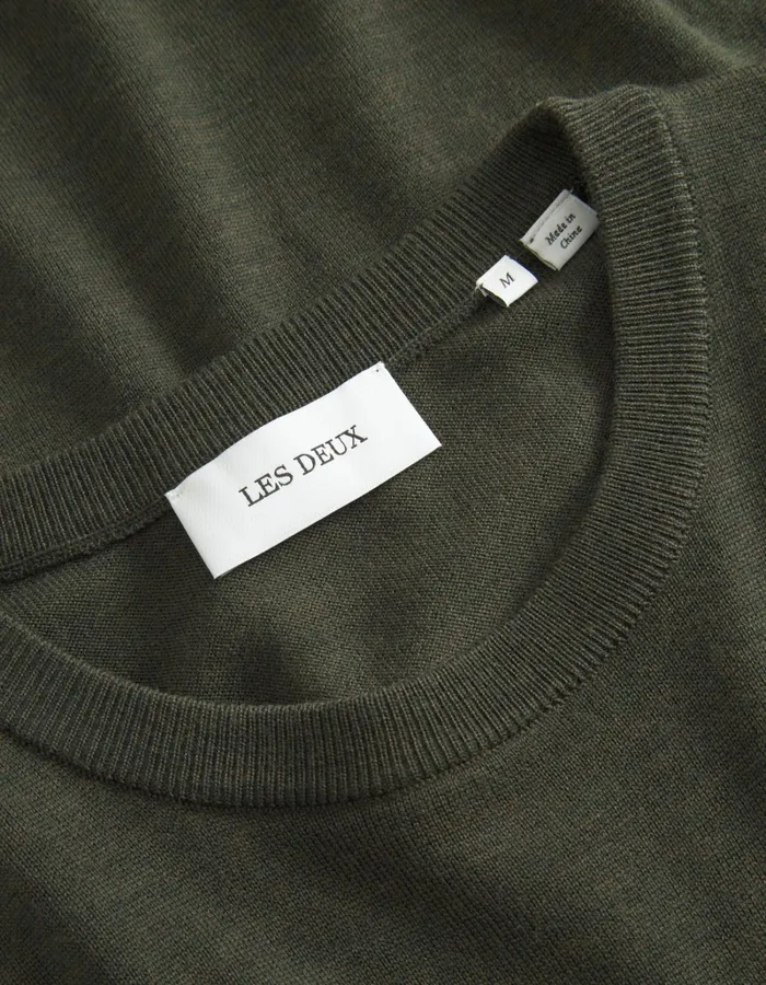 Men Les Deux Knitwear Greyson Merino Knit 8211 Forest Green Melange
