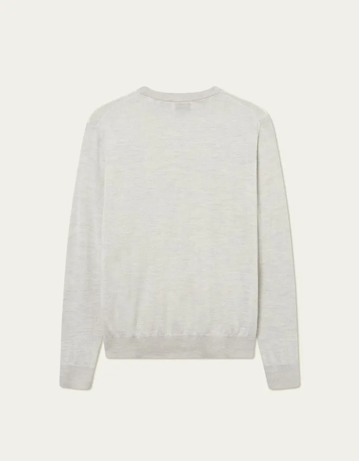 Men Les Deux Knitwear Greyson Merino Knit 8211 Ivory Melange