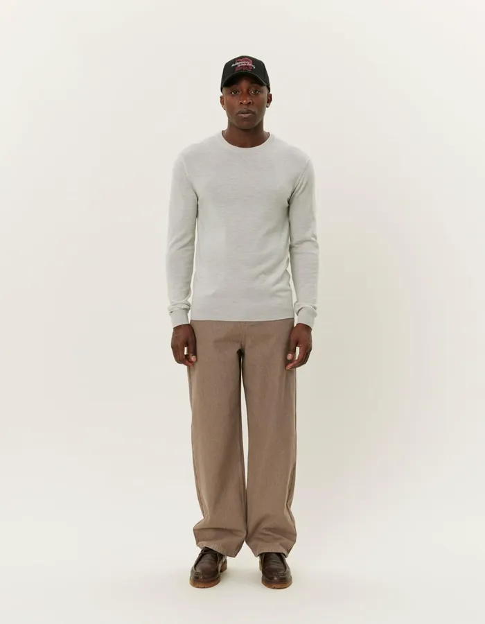 Men Les Deux Knitwear Greyson Merino Knit 8211 Ivory Melange