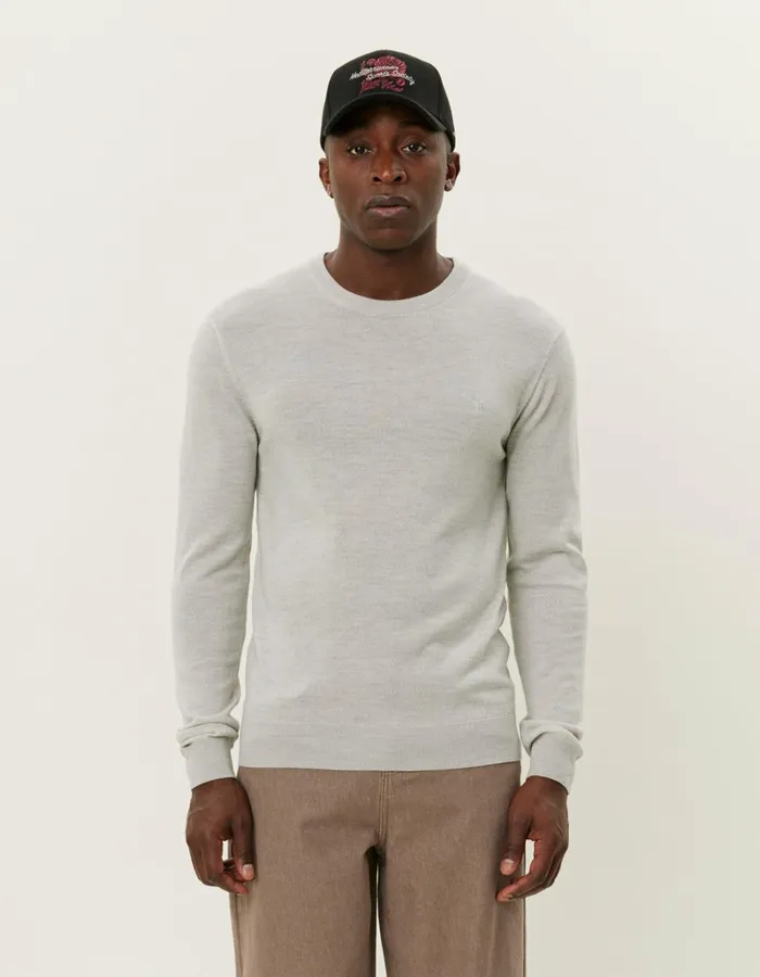 Men Les Deux Knitwear Greyson Merino Knit 8211 Ivory Melange