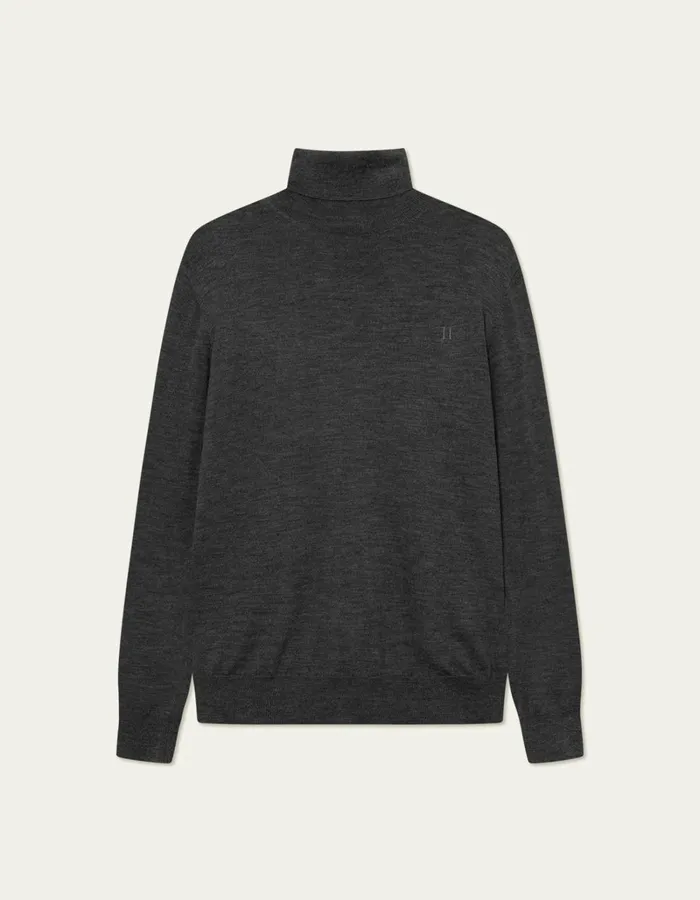 Men Les Deux Knitwear Greyson Rollneck Merino Knit 8211 Dark Grey Melange