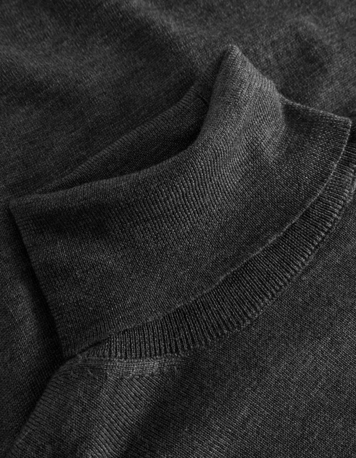 Men Les Deux Knitwear Greyson Rollneck Merino Knit 8211 Dark Grey Melange
