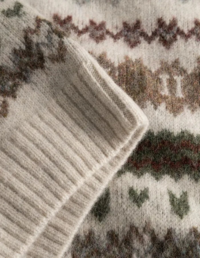 Men Les Deux Knitwear Hordur Fair Isle Slipover 8211 Light Desert SandCoffee Brown