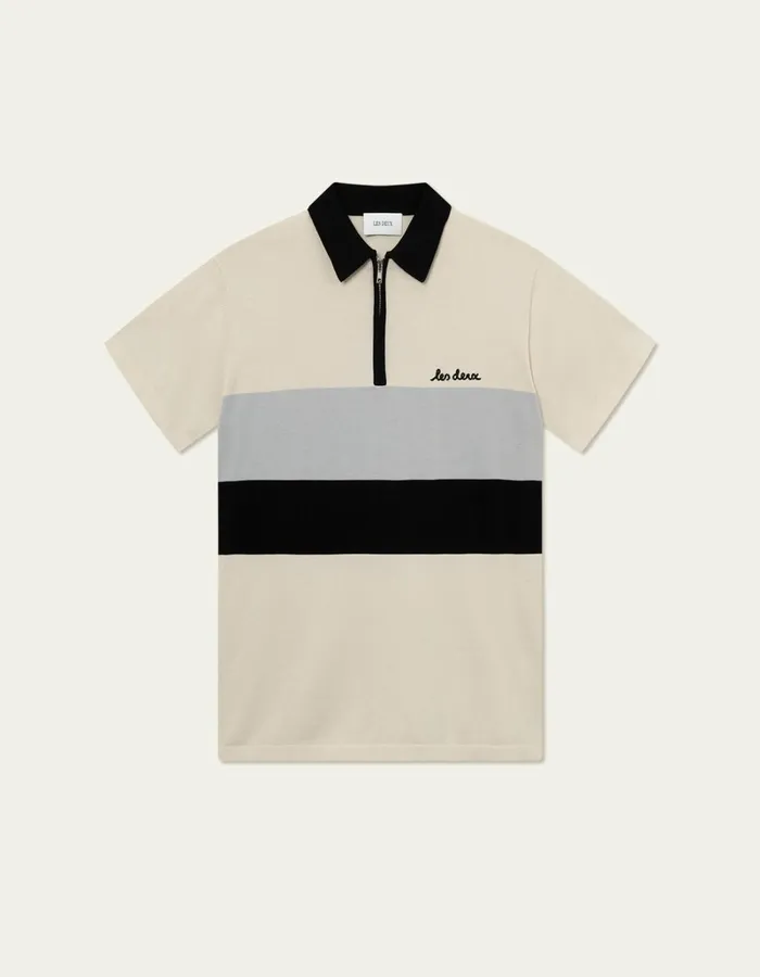Men Les Deux Knitwear Raul Knitted Polo 8211 IvoryBlack