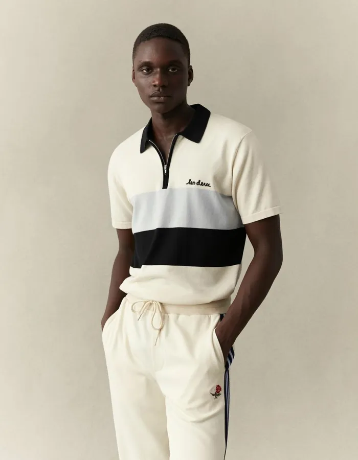 Men Les Deux Knitwear Raul Knitted Polo 8211 IvoryBlack