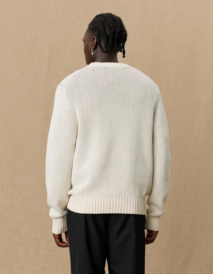 Men Les Deux Knitwear Yale Bulldog Cotton Knit 8211 Ivory