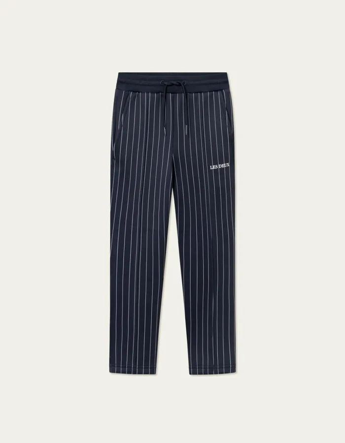 Men Les Deux Pants Ballier Casual Pinstripe Track Pants 8211 Dark NavyLight Ivory