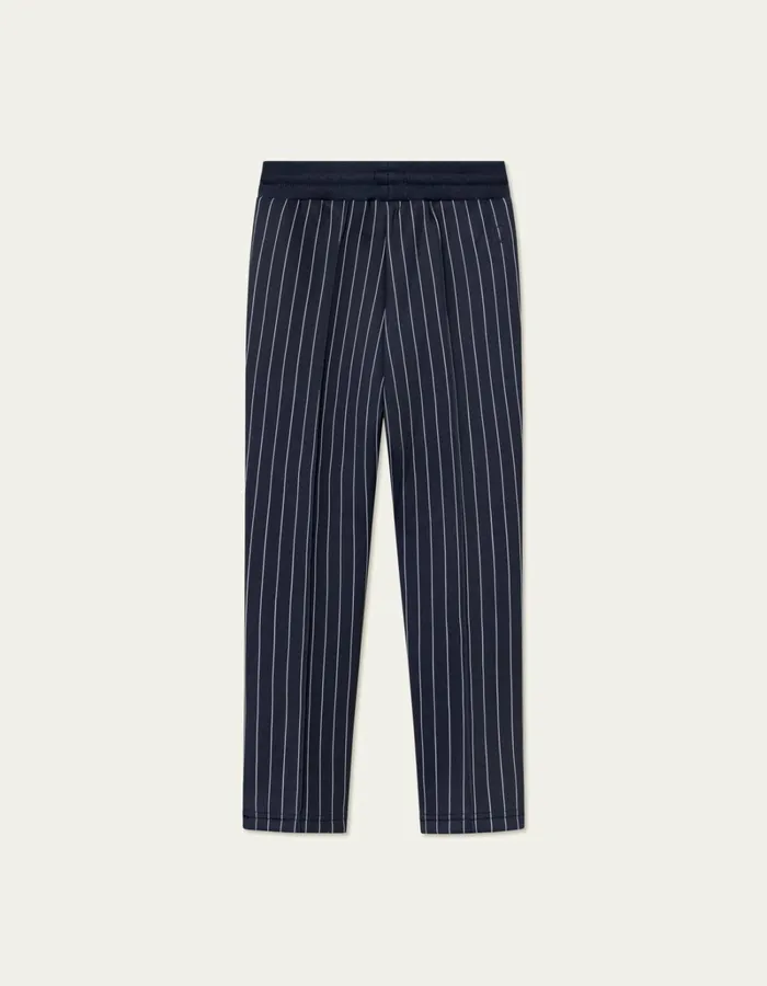 Men Les Deux Pants Ballier Casual Pinstripe Track Pants 8211 Dark NavyLight Ivory