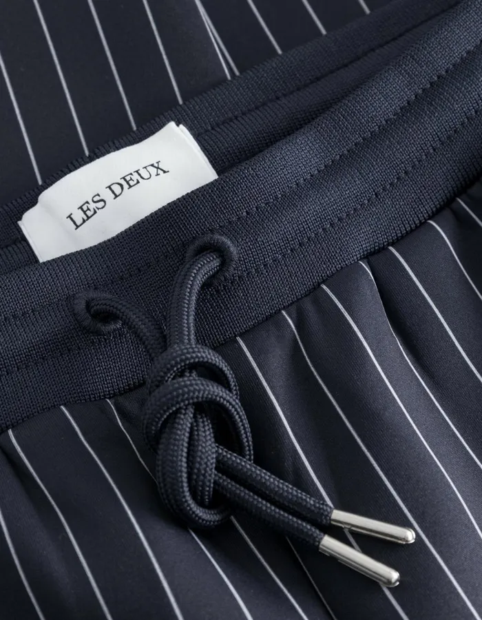 Men Les Deux Pants Ballier Casual Pinstripe Track Pants 8211 Dark NavyLight Ivory