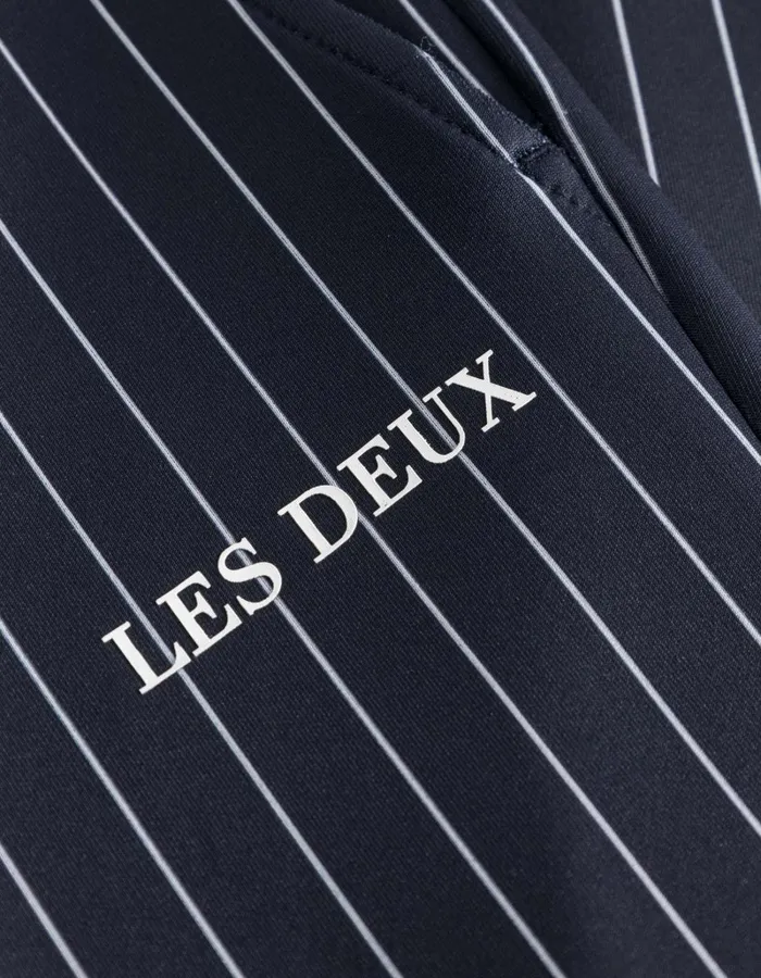 Men Les Deux Pants Ballier Casual Pinstripe Track Pants 8211 Dark NavyLight Ivory