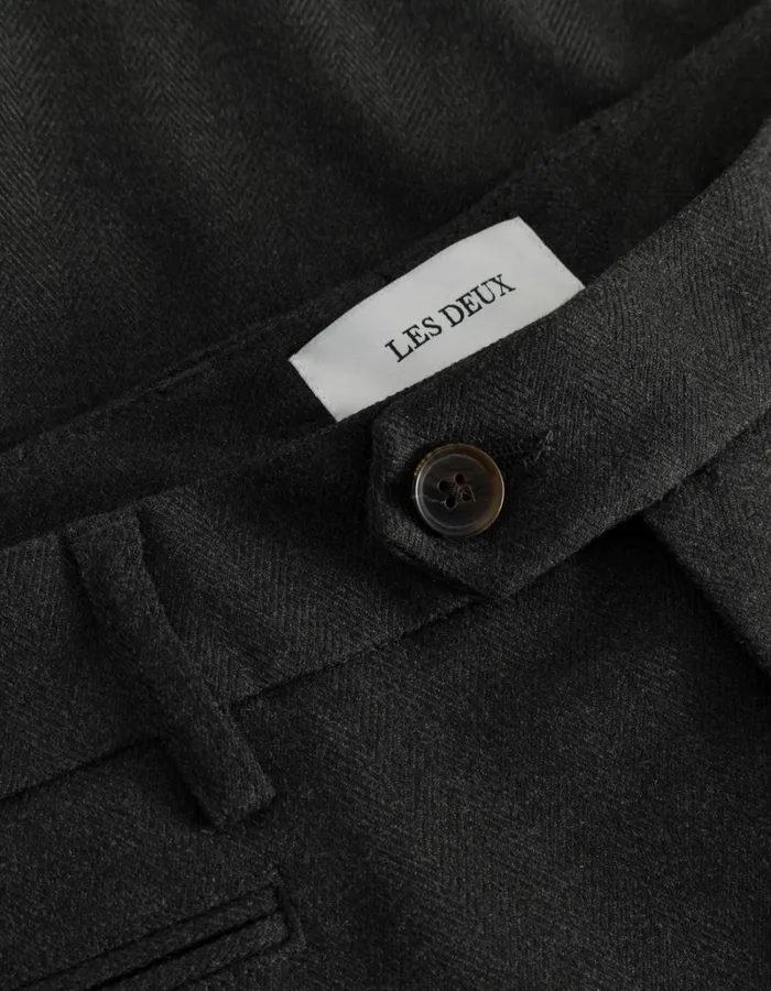 Men Les Deux Pants Como Herringbone Suit Pants 8211 CharcoalGrey Melange