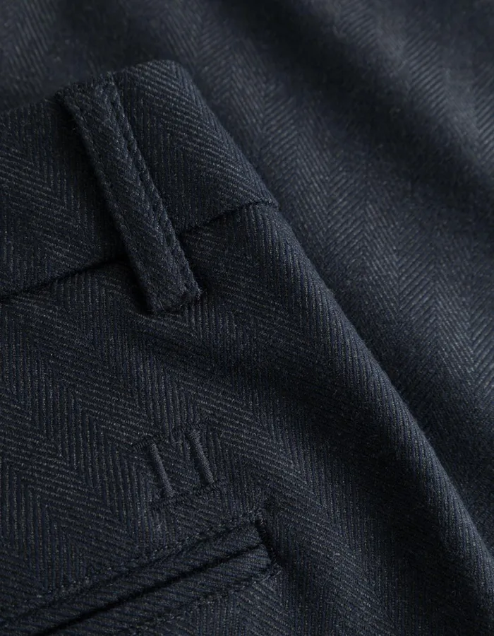 Men Les Deux Pants Como Herringbone Suit Pants 8211 Dark NavyDark Grey Melange