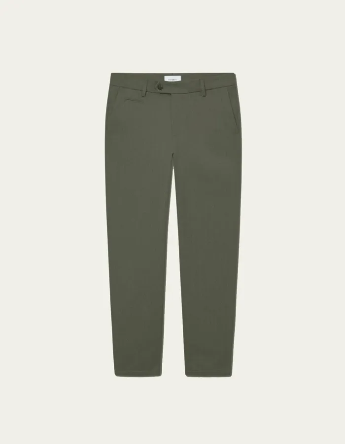 Men Les Deux Pants Como Herringbone Suit Pants 8211 Forest GreenChive Green
