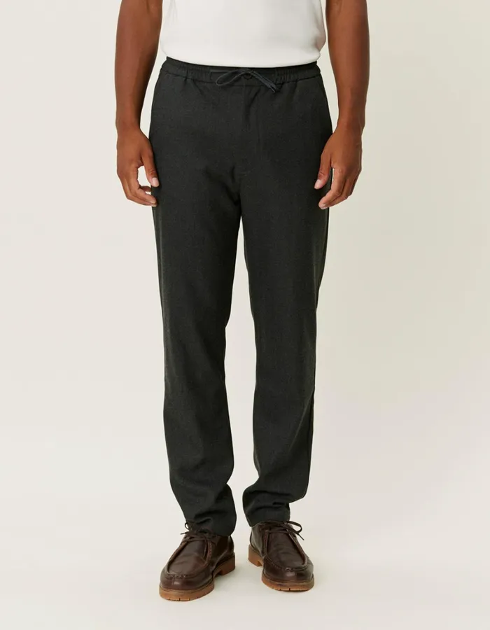 Men Les Deux Pants Como Herringbone Tapered Drawstring Pants 8211 CharcoalGrey Melange