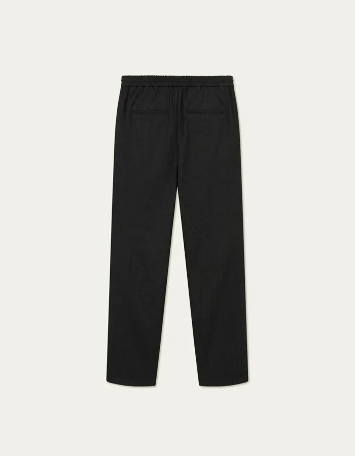 Men Les Deux Pants Como Herringbone Tapered Drawstring Pants 8211 CharcoalGrey Melange