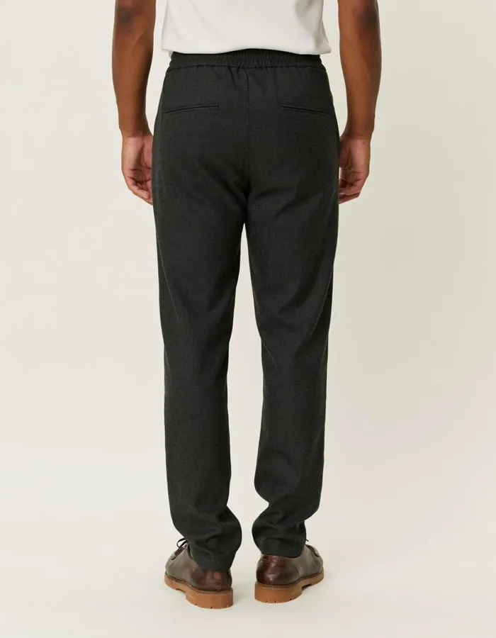Men Les Deux Pants Como Herringbone Tapered Drawstring Pants 8211 CharcoalGrey Melange