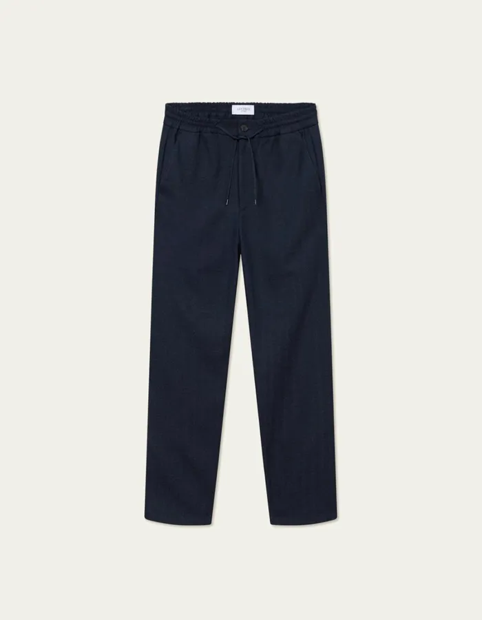 Men Les Deux Pants Como Herringbone Tapered Drawstring Pants 8211 Dark NavyDark Grey Melange Men Les Deux Pants Como Herringbone Tapered Drawstring Pants 8211 Dark NavyDark Grey Melange