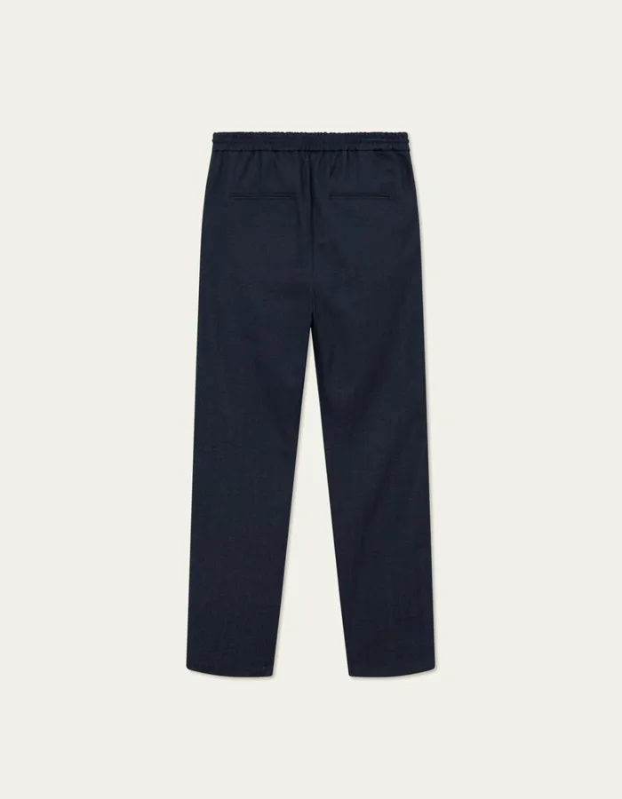 Men Les Deux Pants Como Herringbone Tapered Drawstring Pants 8211 Dark NavyDark Grey Melange