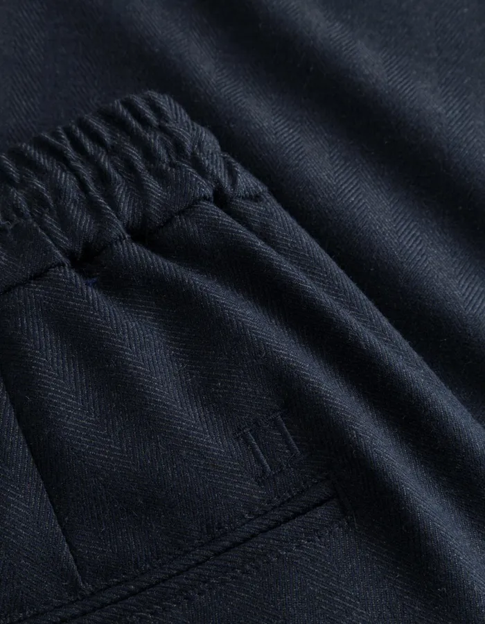 Men Les Deux Pants Como Herringbone Tapered Drawstring Pants 8211 Dark NavyDark Grey Melange