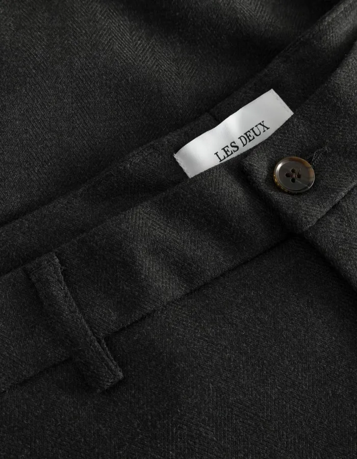 Men Les Deux Pants Como Reg Herringbone Suit Pants 8211 CharcoalGrey Melange