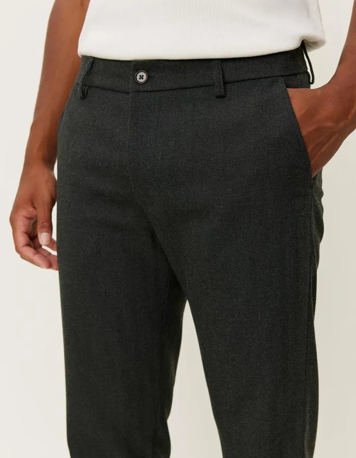 Men Les Deux Pants Como Reg Herringbone Suit Pants 8211 CharcoalGrey Melange