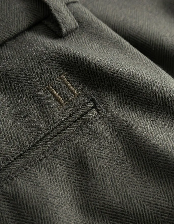 Men Les Deux Pants Como Reg Herringbone Suit Pants 8211 Olive NightDark Brown