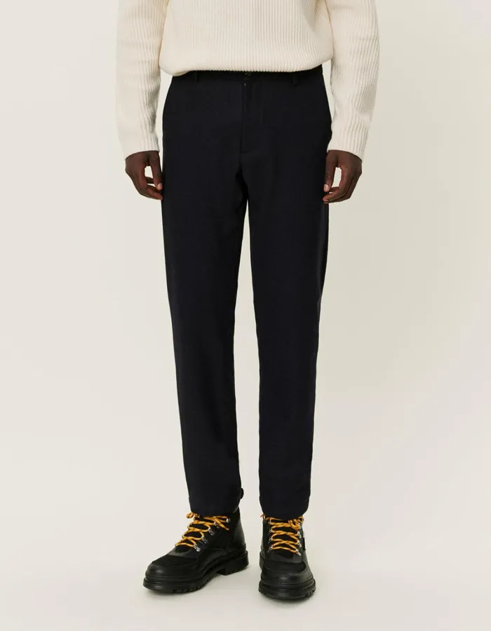 Men Les Deux Pants Como Reg Wool Suit Pants 8211 Dark Navy Melange