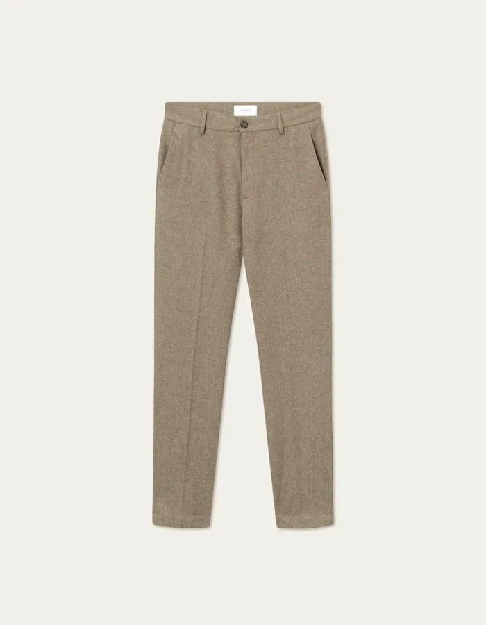 Men Les Deux Pants Como Reg Wool Suit Pants 8211 Desert Taupe Melange