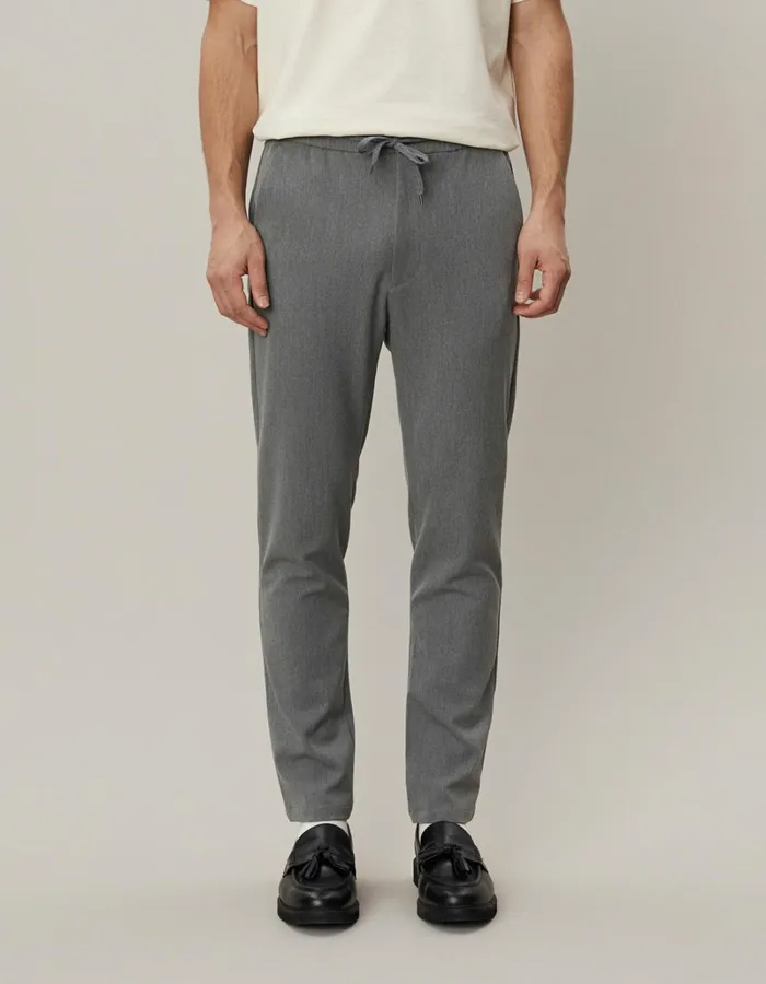 Men Les Deux Pants Como Tapered Drawstring Pants 8211 Grey Melange