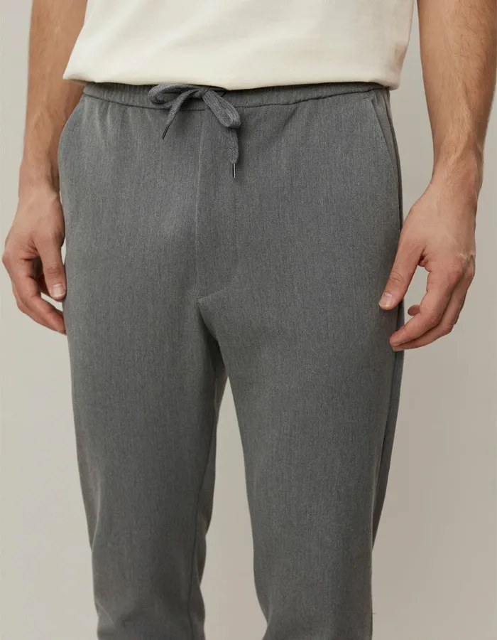 Men Les Deux Pants Como Tapered Drawstring Pants 8211 Grey Melange