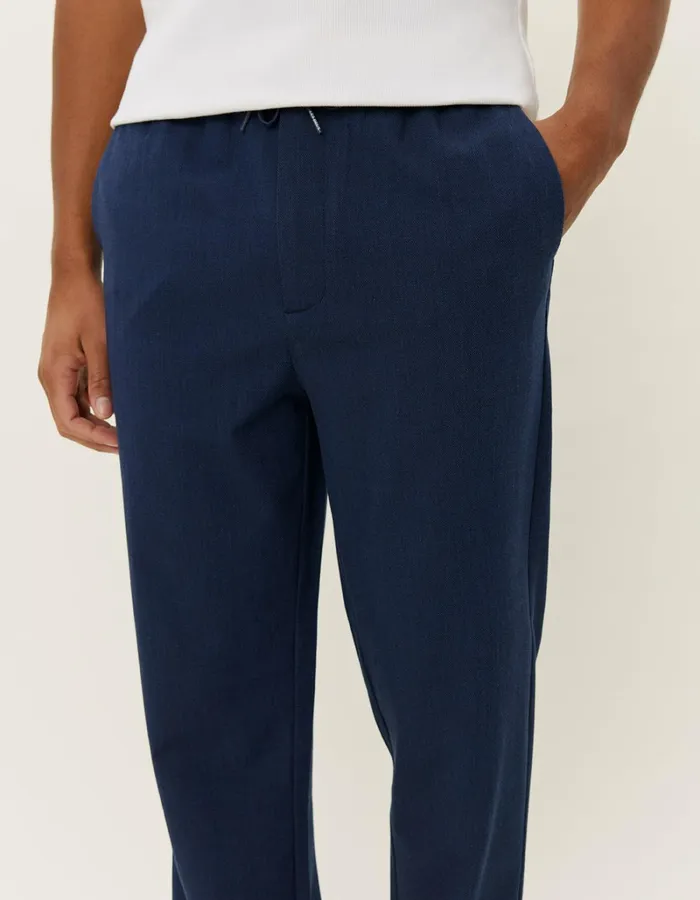 Men Les Deux Pants Como Tapered Textured Drawstring Pants 8211 Dark Navy