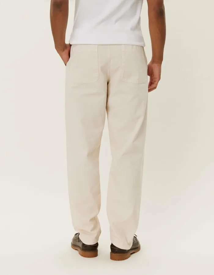 Men Les Deux Pants Kody Cotton Herringbone Pants 8211 Ivory