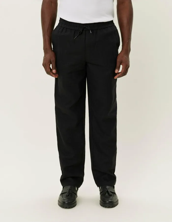 Men Les Deux Pants Patrick Linen Pants 8211 BlackBlack