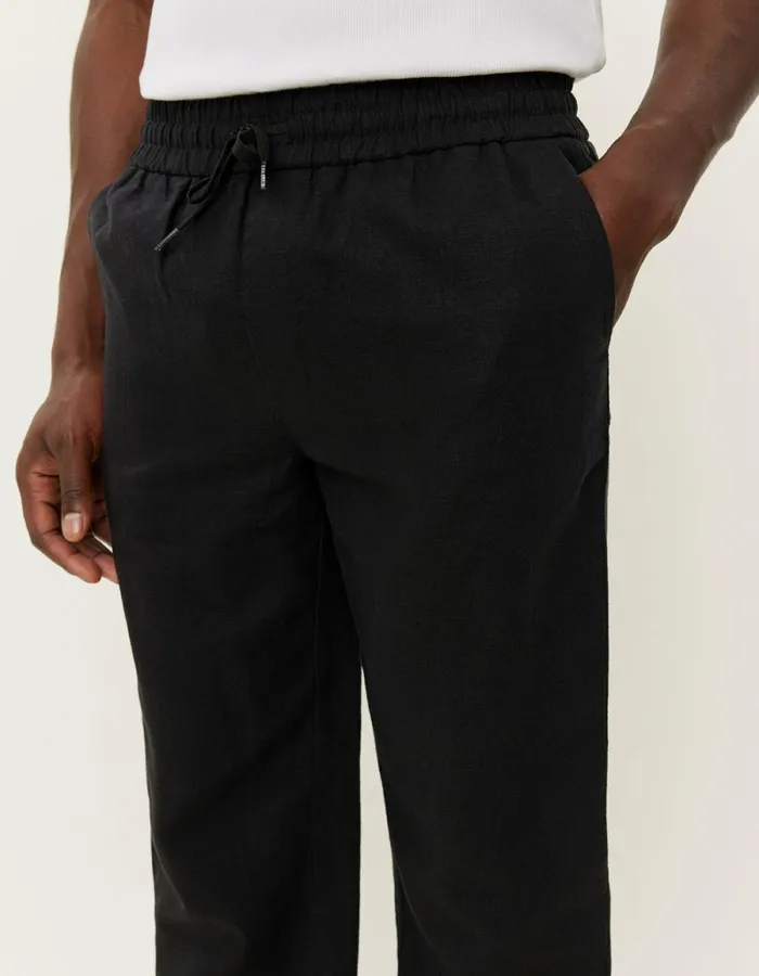 Men Les Deux Pants Patrick Linen Pants 8211 BlackBlack