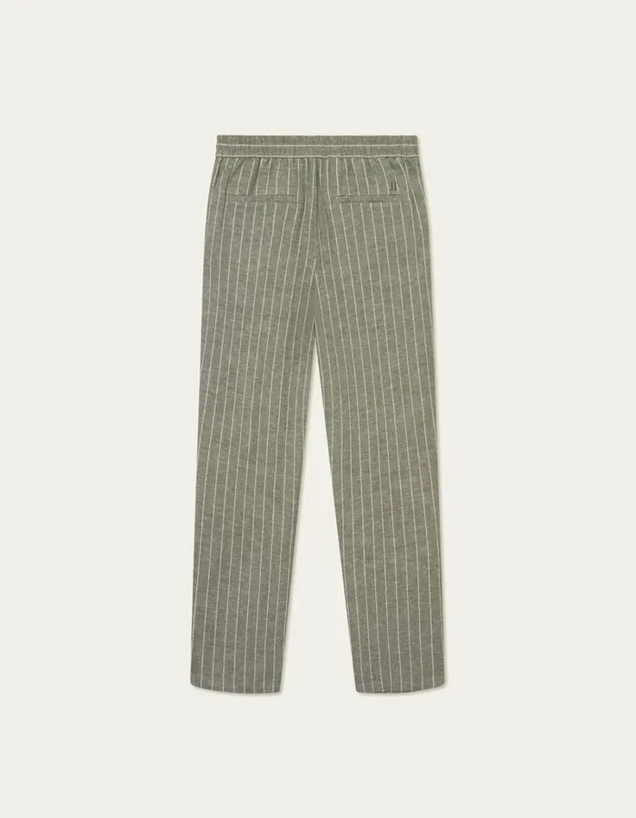 Men Les Deux Pants Patrick Linen Pants 8211 Lichen GreenLight Ivory