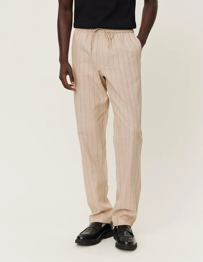 Men Les Deux Pants Patrick Linen Pants 8211 Warm SandBlack