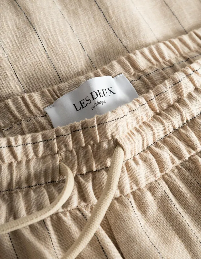 Men Les Deux Pants Patrick Linen Pants 8211 Warm SandBlack