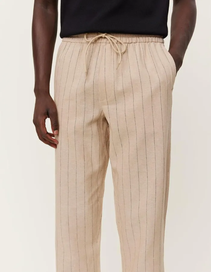 Men Les Deux Pants Patrick Linen Pants 8211 Warm SandBlack