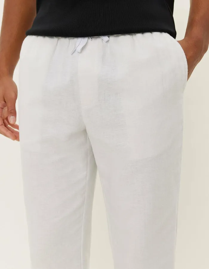 Men Les Deux Pants Patrick Linen Pants 8211 WhiteWhite
