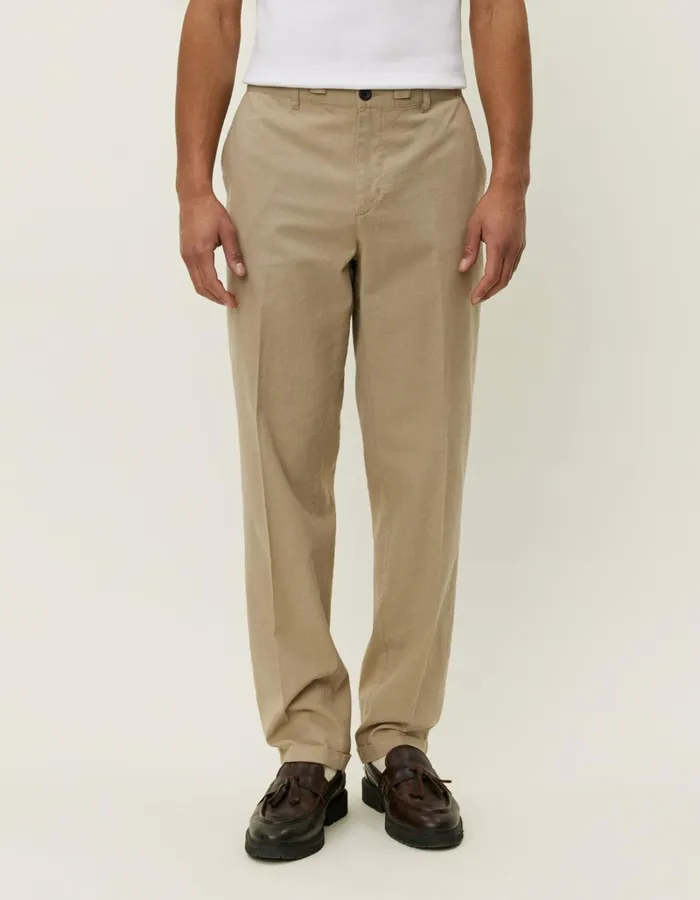Men Les Deux Pants Pino CottonLinen Pants 8211 Dark Sand