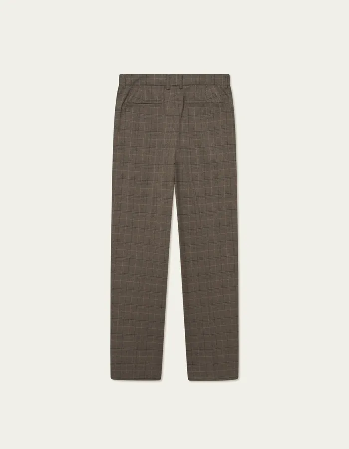 Men Les Deux Pants Reece Pleated Check Suit Pants 8211 Mountain GreyDark Sand